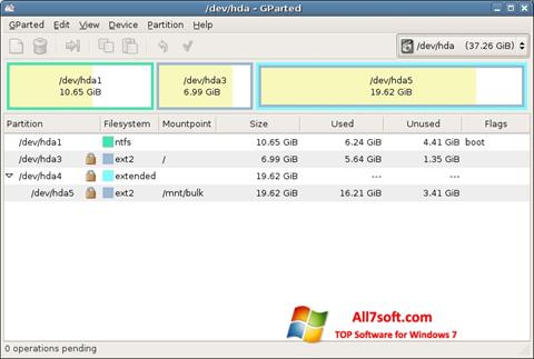 Screenshot GParted Windows 7