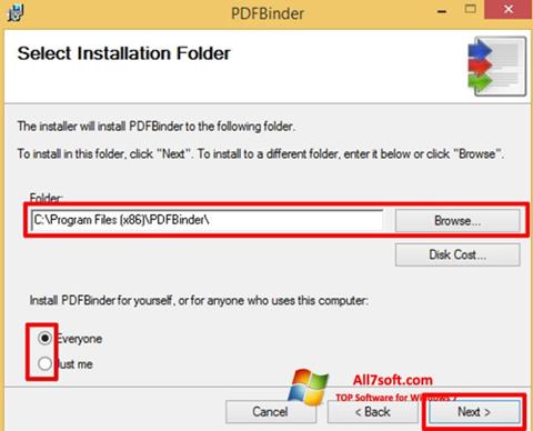 Screenshot PDFBinder Windows 7
