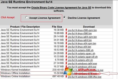 Screenshot Java Runtime Environment Windows 7