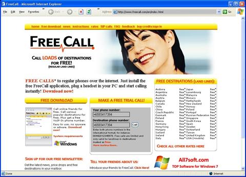 Screenshot FreeCall Windows 7