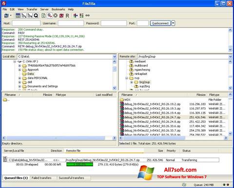 Screenshot FileZilla Windows 7