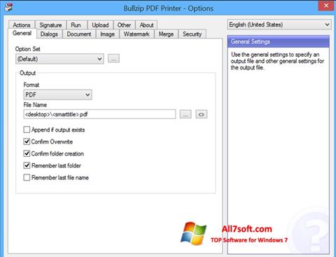 Screenshot BullZip PDF Printer Windows 7