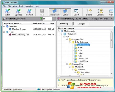 Screenshot Total Uninstall Windows 7